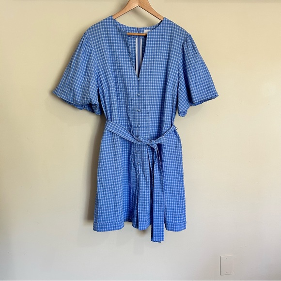 PEARL BY LELA ROSE Seersucker Belted Romper 16 - Picture 4 of 14